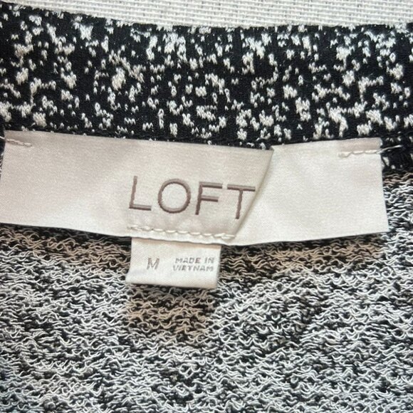 Loft Womens Cozy Square Neck Shift Dress Long Sleeve Size M Black White Speckled - Picture 9 of 12